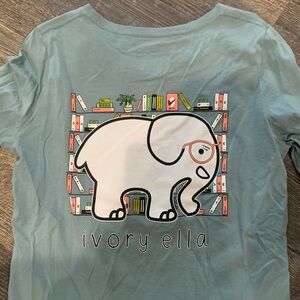 Ivory Ella Teal Elephant Graphic Tee - Book, Glasses